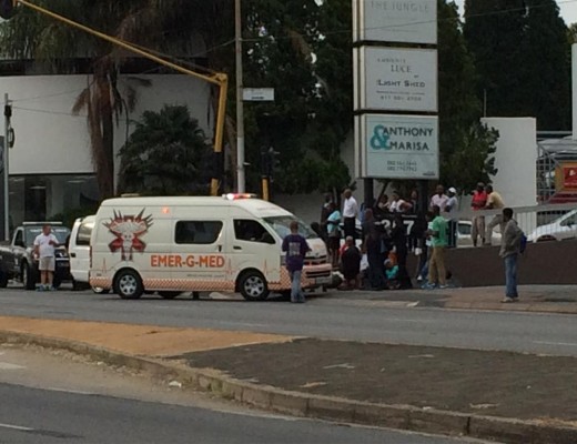Emergency services arrive at the scene. 