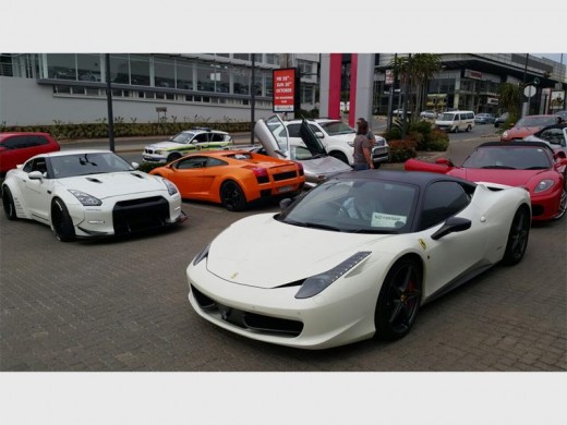 Some of the exotic cars at the SuperCars For SuperKids event.