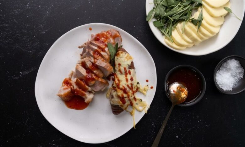 8 JANUARY - Saturday entertain - Hasselback sweet potato with rump steak (Medium)