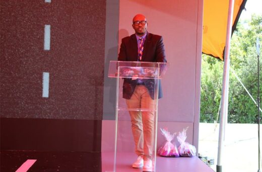 Event host Macfarlane Moleli welcomes the crowd