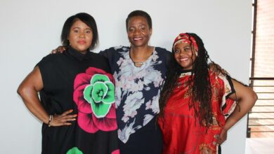 Moleboheng Matli, Ouma Khasu and Bridgette Matjuda are happy to celebrate international women's day