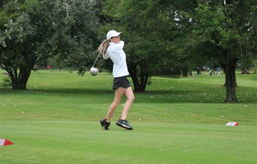 Emily Kark tees off.