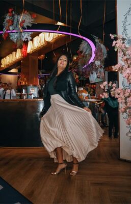Nerika Singh shows off her flowy skirt