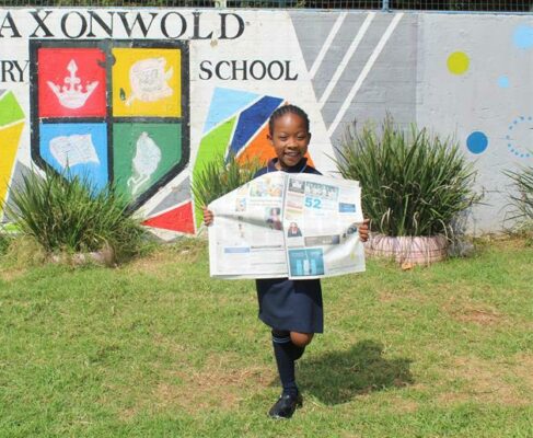 Simphiwe Tshabalala enjoys browsing through the Gazette. 
