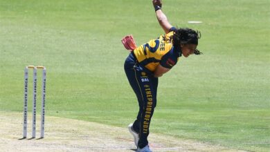 Jameelah Shaikjee after bowling a ball