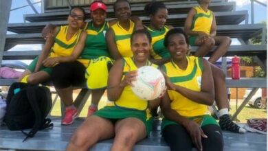 Players unwind after they had demonstrated their netball skills