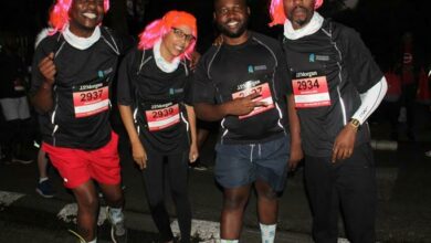 Sabelo Cele and Sello Moobeto bring colour to the event.