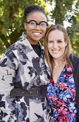 Tshepo Mbelengwa and Michelle Grimley are all smiles at the centenary lunch.