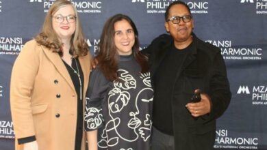 Liana Liebenberg, Anastasia Cost and Bongani Tembe are all smiles at the exclusive media launch of the Mzansi National Philharmonic Orchestra and Superunion. Photo: Asanda Matlhare