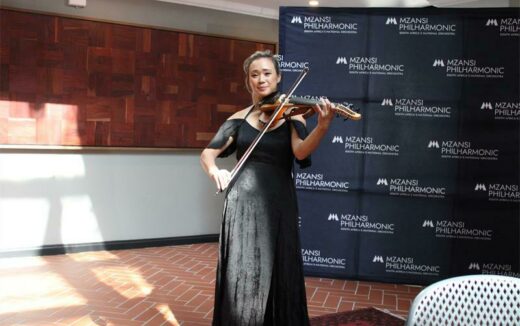 Hana Yim-Wahl plays the violin at the media launch of the Mzansi Philharmonic Orchestra. Photo: Asanda Matlhare