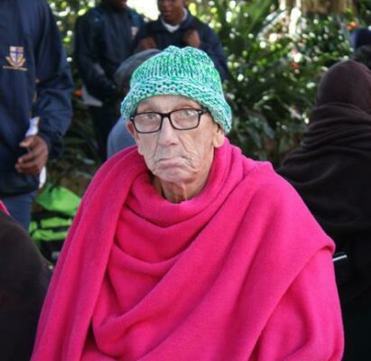Park Care resident Albert Swart is entertained by St Dunstan's College learners.