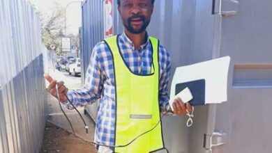 Resident Christo Morolong conducts some work as a liaison officer in the community.