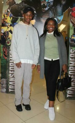 Ayanda and Malesedi Tlisane have a mom and son date with the Transformers movie premiere. Photo: Naidine Sibanda