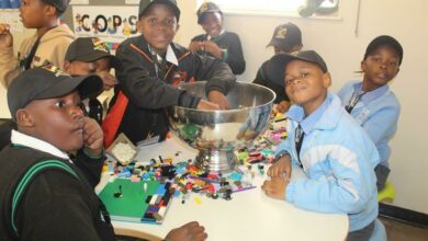 Learners from Ikage, Emfundisweni and Iphutheng primary schools explore some Lego pieces at the Pridwin Academy. Photo: Naidine Sibanda