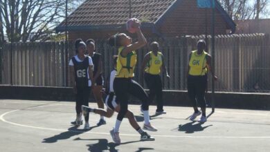 A Parks player aims for the goalpost. Photo: Naidine Sibanda
