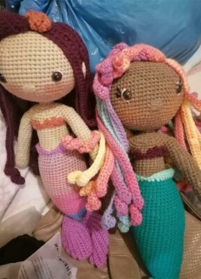 Crocheted little mermaid dolls.