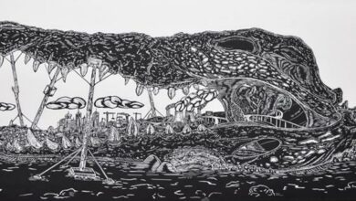 Barry van der Westhuizen – Critical but stable lino cut.