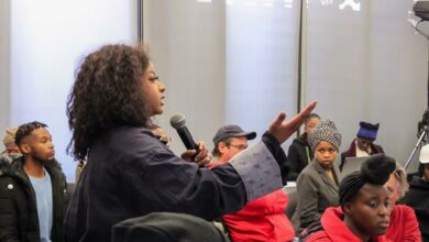 Young people hold discussions during the Creative Uprising sessions of Basha Uhuru.