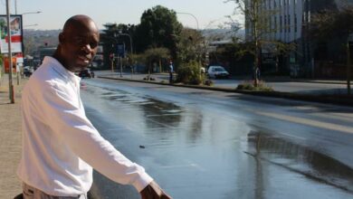 Philemon Moagi points to the leak that he reported three weeks ago.