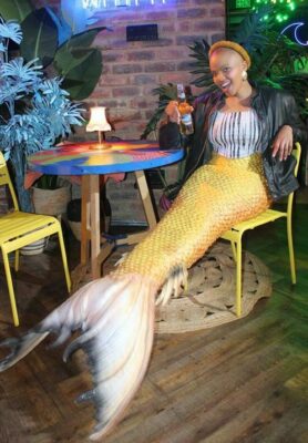 Kensiwe Tshabalala plays the mermaid in the Flying Fish advert. Photo: Naidine Sibanda