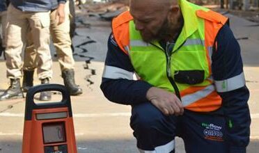 City of Johannesburg's technical team assessing damage made on the road.