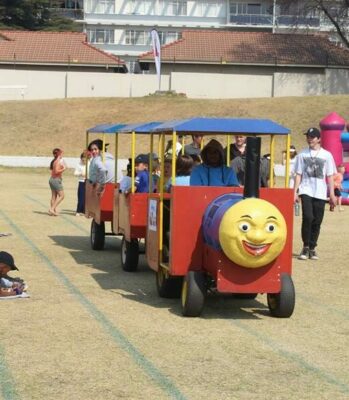 There is something for children too as they ride the train. Photo: Naidine Sibanda