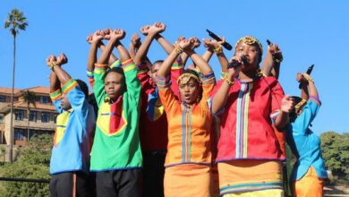 The Mzansi Youth Choir performs on the St John's College stage. Photo: Naidine Sibanda