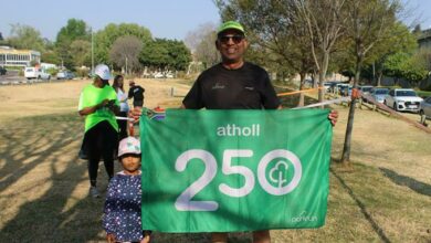 Mergan Govender celebrates his 250th park run. Photo: Asanda Matlhare