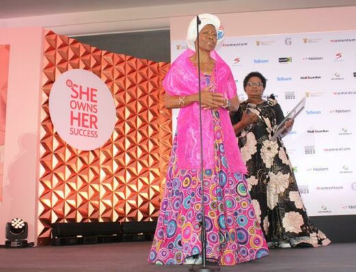 Athlete, Blanche Moila accepts her hall of fame award. Photo: Asanda Matlhare