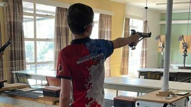 St John's College learner, Bradley Anderson at the practise for Junior South African 10m air pistol nationals.