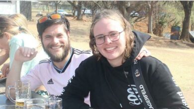 Alex Spanidis and Monique Holmes welcome the spring sun with drinks. Photo: Naidine Sibanda