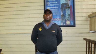 Norwood police spokesperson Warrant Officer Eric Masotsha reports on 19 arrested for public violence. Photo: Naidine Sibanda