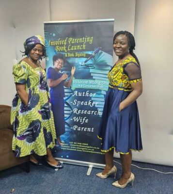 Author Victorine Mbong Shu with MC Beatrice Bih Sabum at the launch on the book.