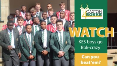 KES do their war cry in support of the Springboks