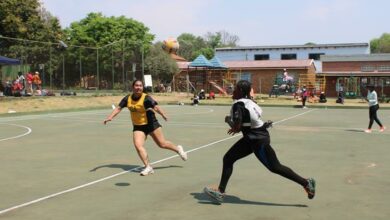 Maria Singh attempts to catch the ball thrown by Simphiwe Nzimande. Photo: Asanda Matlhare