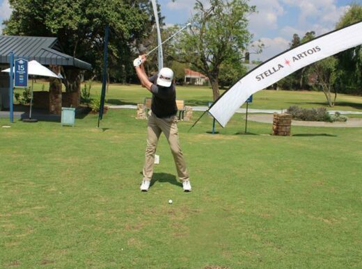 Michael Muller prepares for his tee shot. Photo: Asanda Matlhare