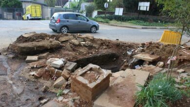 The dug-up hole on the corner of Buckingham and Grosvenor avenues in Craighall Park. Photo: Asanda Matlhare