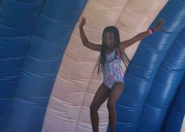 Olwethu Sibisi jumps while she maintains her balance. Photo: Asanda Matllhare