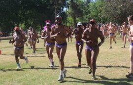 Over 3 000 men and boys participate in the Hollard Daredevil 5km run. Photo: Naidine Sibanda