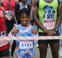 Kamo Rabothata gives the thumbs-up before the race.