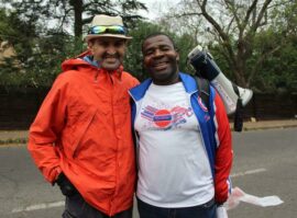 MC for the day Pete van der Merwe and race organiser Matodzi Tshidzumba.