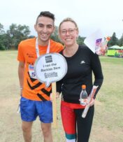Eyal Ben-shire and Bridget Hunter ar excited to have finished the 5km race.