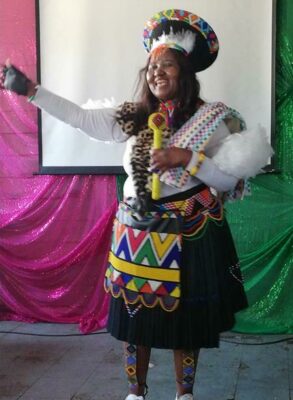 Zodwa Maureen Shezi of Siphesihle Community Club in her traditional regalia.
