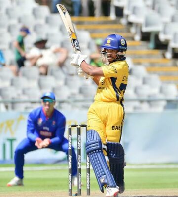 DP World Lions men's cricket captain Dominic Hendricks bats in the CSA One Day Cup against Six Gun Grill Western Province.