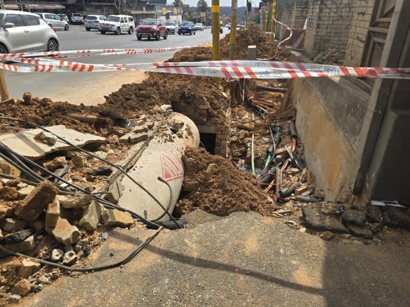 Exposed wires and leaking water at a roadworks site in Craighall have sparked safety concerns, with residents calling for urgent action.