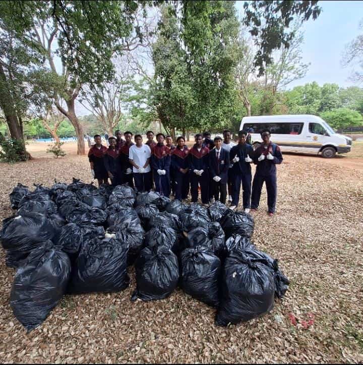 The learners got to work clearing Pieter Roos Park, in Parktown, a century-old green space, of litter, in between informal football matches.