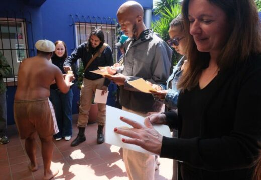 Art lovers visit Oupa Sibeko's new exhibition and paint their own art with honey at the Blue House on October 4, 2025. Photo: Supplied