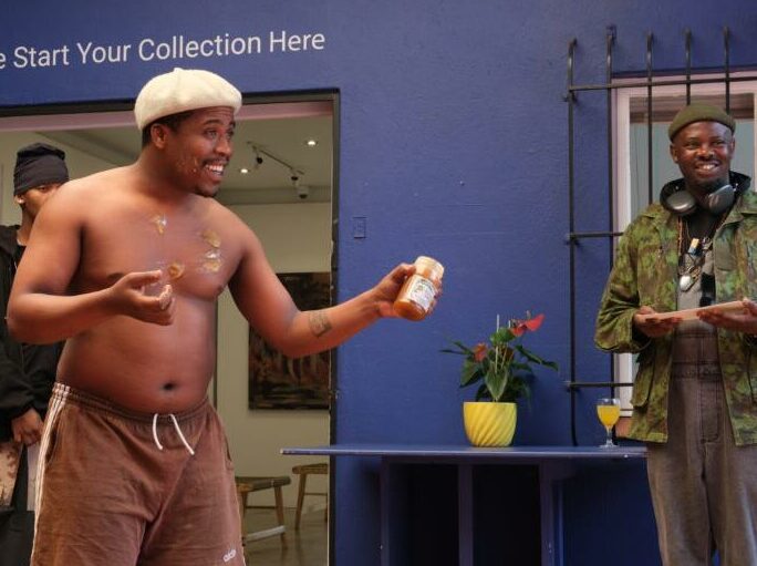 Oupa Sibeko’s Bench Play transforms art into play, inviting audiences to create, explore, and interact using honey as a tactile, unforgettable medium.