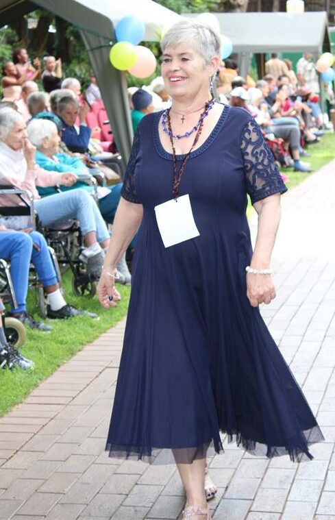 Michelle Rossouw, Park Care resident, participates in the fashion show in Parktown on October 11, 2025. Photo: Naziya Davids-Easthorpe