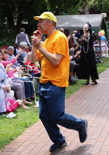 Jaques Terblanche dances on the runway of the fashion show at Park Care on October 11, 2025. Photo: Naziya Davids-Easthorpe